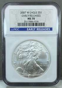2007 W Burnished American Silver Eagle ~ NGC MS70 Early Releases - Picture 1 of 2