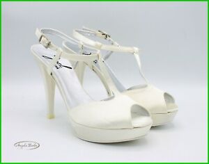 Scarpe da Sposa avorio con tacco alto plateau donna sandali eleganti matrimonio 