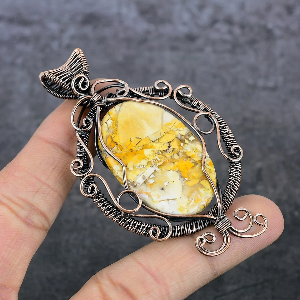 Colgante de joyería de regalo envoltura de alambre de cobre con piedras preciosas de mocaita natural 3,15" regalo S457 Foto 1 de 1