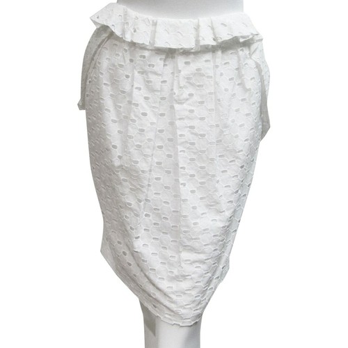 Gonna a tulipano MOSCHINO C&C bianca in cotone con occhielli e dettagli increspati IT 42 US6 8