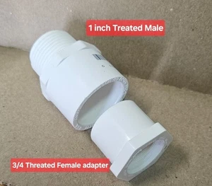 1 PVC 1" MALE THREADED X 3/4" FEMALE NPT Hex Reducer Pipe Thread Bushing Adapter - Picture 1 of 12