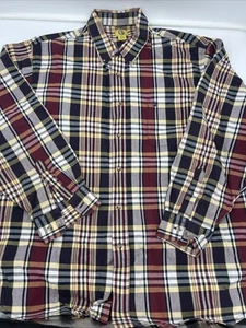 Duck Head Shirt Men 2X Large Blue/Maroon Plaid Long Sleeve Embroidered Logo - Picture 1 of 11
