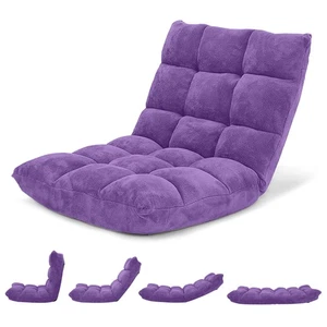 Silla de piso ajustable de 14 posiciones plegable perezosa para juegos silla púrpura - Imagen 1 de 10