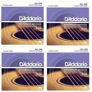 D'addario EJ26  Phosphor Bronze Custom  Acoustic Guitar Strings 11 - 52 - 4 SETS - Picture 1 of 4