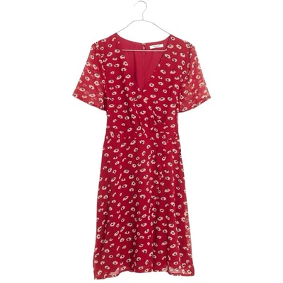 Mini Vestido Madewell Frontal Envolvente Talla 6 Seattle Estampado Floral Manga Corta Rojo Foto 1 de 4
