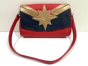 Neu Kunstleder Handtasche Marvel Comics Captain Marvel Umhängetasche Riemen - Bild 1 von 9