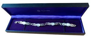Celtic Design with Moonstone Gemstones - Pewter Bracelet - by St Justin - 18cm - Picture 1 of 3