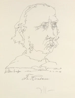 Horst JANSSEN (1929-1995) Theodor Fontane Dichterköpfe Zinkografie 1970 - Bild 1 von 4
