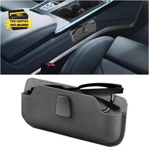 Car Sunglasses Holder, Leather Vehicle Sun Visor Eyeglasses Protective Storage C - Picture 1 of 6