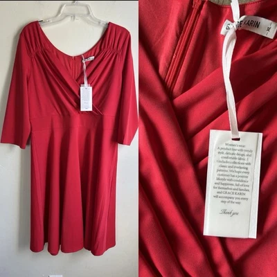 Vestido Grace Karin Holiday Cuello en V Para Mujer XL Manga 3/4 Fiesta Fluido Rojo Evento NUEVO Foto 1 de 4