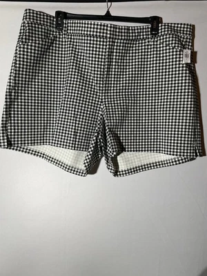 Nuevo con etiquetas Pantalones Cortos Elásticos Pixie de Tiro Alto Azul Marino Antiguo Talla 26 Cuadros Blanco y Negro Foto 1 de 3