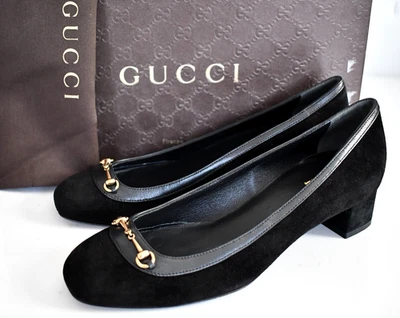 NEW Authentic GUCCI Black Suede Leather HORSEBIT Classic PUMP Heels EUR-36 US-6 - Image 1 of 4