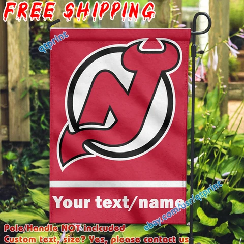 Custom Name Text New Jersey Devils Garden Flag Double Sided 12x 18" Fan Gift NHL Cover