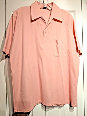 Camisa Polo Lilly Dache Vintage Disco Años 70 Tejida Hombres Grande Rosa Manga Corta Bolsillo Foto 1 de 4
