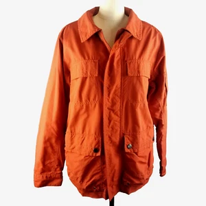 Lands’ End Orange Men's Small Windbreak Rain Jacket NO hood Placket Pockets - Picture 1 of 10