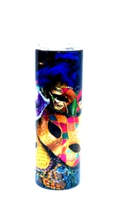 Mardi Gras Mask Hogg Tumbler 20 oz. w/ 2 screw on lids Great gift / party cup - Picture 1 of 7