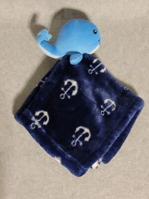 Manta de seguridad HB Hudson bebé ballena ancla náutica felpa azul marino Lovey Foto 1 de 4