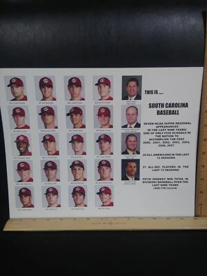 USC Gamecocks Baseball Souvenir Poster 2009, Jackie Bradley Jr, Scott Wingo EUC - Image 1 of 4