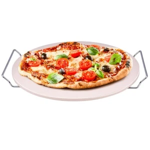 13'' Pizza Stone Chrome Stand Oven Baking Grill BBQ Italian Ceramic Tray 33cm - Picture 1 of 8