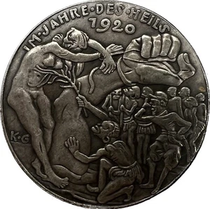 Allegorische Medaille von 1920 – Symbolischer Kampf für Freiheit - Nachzünden - Bild 1 von 8