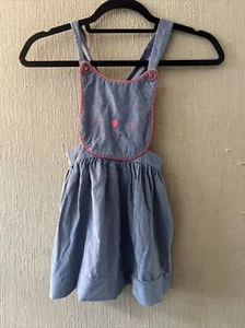 Shrimp And Grits Corduroy Overall Dress Size 4T Blue Pink Girls Toddler Cat - Picture 1 of 6