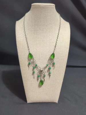 Collar pepitas de piedra cascajo de vidrio peruano verde Foto 1 de 4