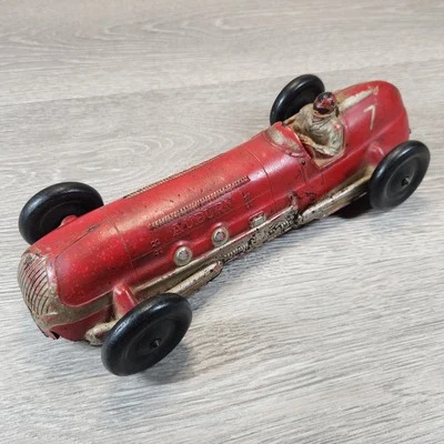 Caucho castaño rojizo vintage años 40 Nº Coche de carreras 7 Foto 1 de 4