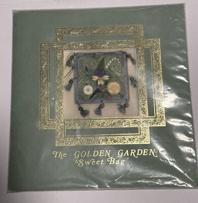 Forget- Me-Nots in Stitches~The Golden Garden Sweet Bag Cross Stitch 30 Ct Cloth - Image 1 of 2