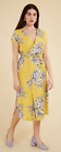 FRNCH Assa kurzärmlig Blumenmuster Knopf Halstuch Kleid Größe 8 UK brandneu mit Etikett 107,50 € gelb