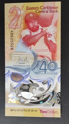 Caraïbes orientale magnifique billet de 2 Dollars 2023 Neuf ( UNC ) Polymère - Photo 1/2