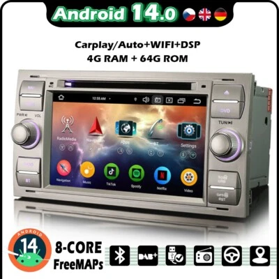 7"Android 14 Navi Autoradio Carplay CD WIFI Ford Focus C-Max Kuga Fiesta Transit - Bild 1 von 4