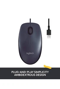 Logitech B100 Wired USB Mouse, 3-Buttons, Optical Tracking, Ambidextrous PC / Ma - Picture 1 of 9