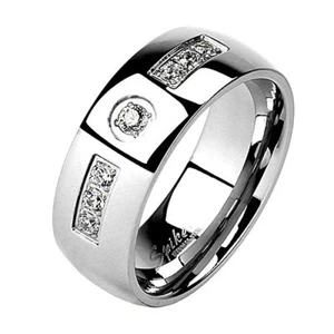 Partnerring Liebesring Ehering Edelstahl Ring mit Zirkonia Kristall