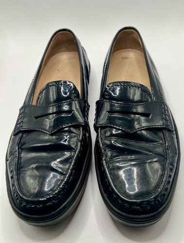 TOD’S Scarpe da Guida Mocassini Penny Donna TG 6 US Blu Navy Comode Pelle Verniciata