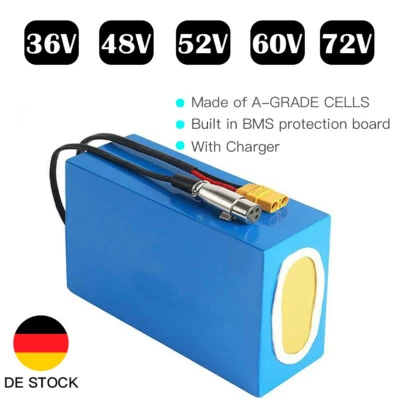 MARKENLOS E-bike Akku 36V/48V/52V/60V/72V Elektroroller Wasserdicht Batterie für E-scooter