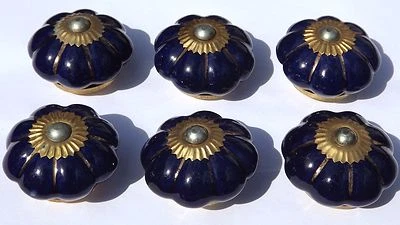Vintage Ceramic Glass Knobs Drawer Door Pulls Artisan Shabby Chic x 6 - FREE P&P - Image 1 of 2