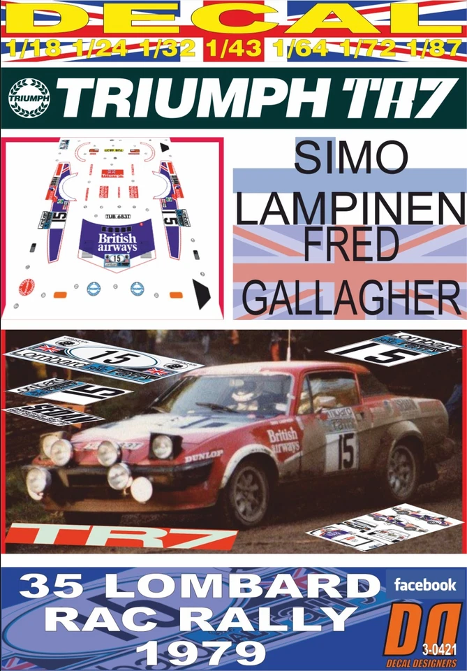 DECAL TRIUMPH  TR7 V8 SIMO LAMPINEN RAC R. 1979 17th (06) - Image 1 of 1