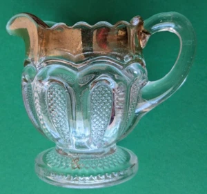 Creamer EAPG US Glass "Texas" Pattern 15067 Loop w Gold Flash 3" - Vintage 1900 - Picture 1 of 7