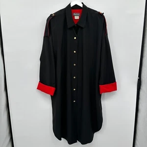 Vintage Duster Jacket Size 22W Shoulder Pads Oversize Mob Wife Witchy Grunge USA - Picture 1 of 14