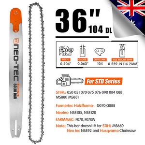 36'' Chainsaw Guide Bar 0.404'' 0.063" 104DL Chain Compatible With MS070 MS880 - Picture 1 of 8