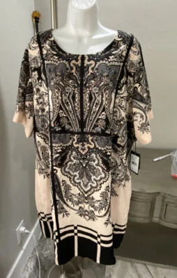 Платье-футляр женское Adrianna Papell пейсли цветочный узор персиковое черное размер XL рекомендуемая розничная цена производителя 149 долл. США - Изображение 1 из 4