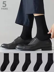 5 Pairs Mens Long Black Socks Trendy Tube Sports & Casual Socks Thin white socks - Picture 1 of 11