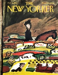 1965 Police on Horse Taxi Cab art by Andre Francois Feb 6 New Yorker COVER ONLY - Picture 1 of 1