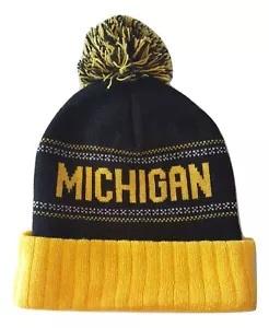 Michigan Wolverines Youth Knit Cuff Cap with Pom - Picture 1 of 2