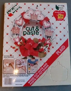 VTG New Plaid Wood Cut-Outs & Paste-On Patterns "APPLE BITS" Hearts Strawberries - Picture 1 of 3