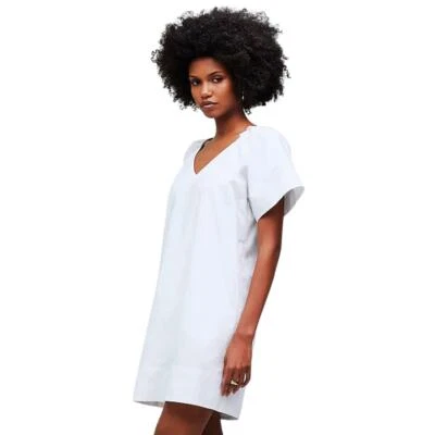 Madewell Dress Womens Medium White Mini Shirtdress Pockets Cotton Lagenlook - Image 1 of 4
