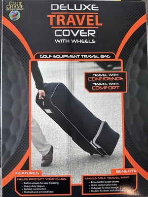 NUEVO EN CAJA Cubierta de viaje Club Champ Deluxe con ruedas para bolsa/palos de golf - Negra Foto 1 de 4