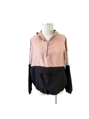 Boohoo Sudadera con Capucha Para Mujer XL Rosa Negro Blanco Bloque de Color Manga Larga Cuarto Cremallera Foto 1 de 4