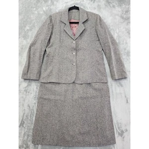 Vintage 60s Colorful Speckled Tweed Blazer Skirt Suit Set Size M Gray Hearts - Picture 1 of 13
