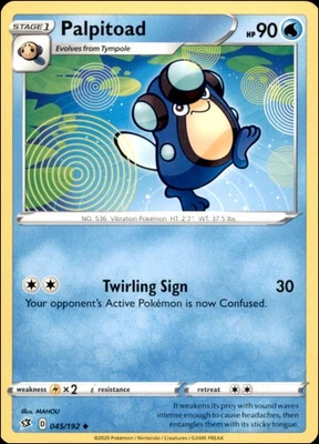 Pokemon - 2X Palpitoad #045/192 - SWSH02: Rebel Clash Uncommon - Image 1 of 2